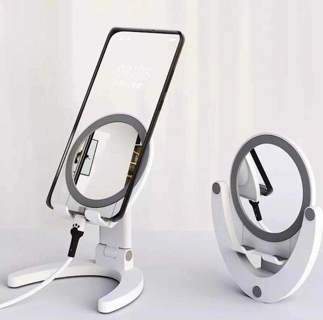 Foldable Desktop Phone Tablet Holder With Mirror, Foldable Support Desk Mobile Phone Holder Stand, Adjustable Desk Phone Holder With Make-up Mirror, Portable Design Mobile Phone Holder Foldable Desktop Phone Tablet Holder With Mirror, Foldable Support Desk Mobile Phone Holder Stand, Adjustable Desk Phone Holder With Make-up Mirror, Portable Design Mobile Phone Holder